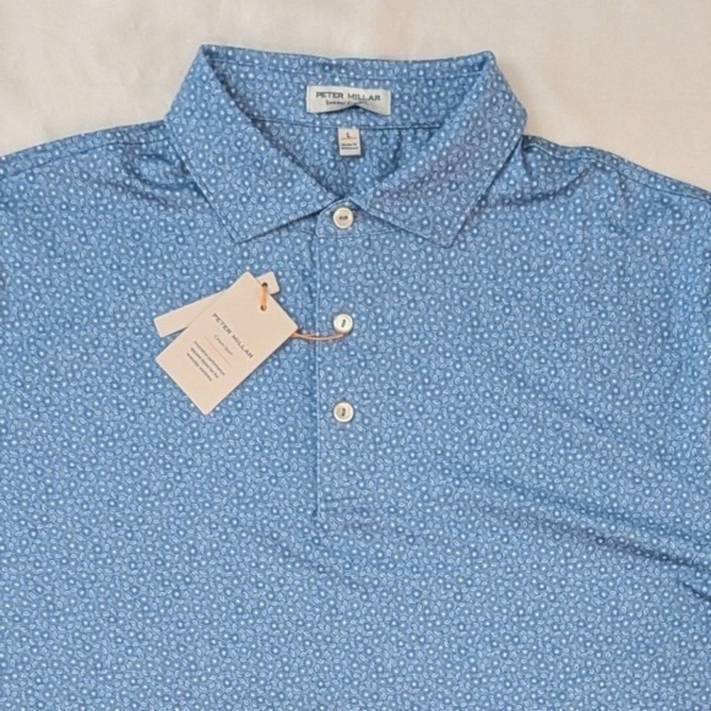 New Peter Millar Summer Comfort Men's Bristol Floral Performance Jersey Polo L